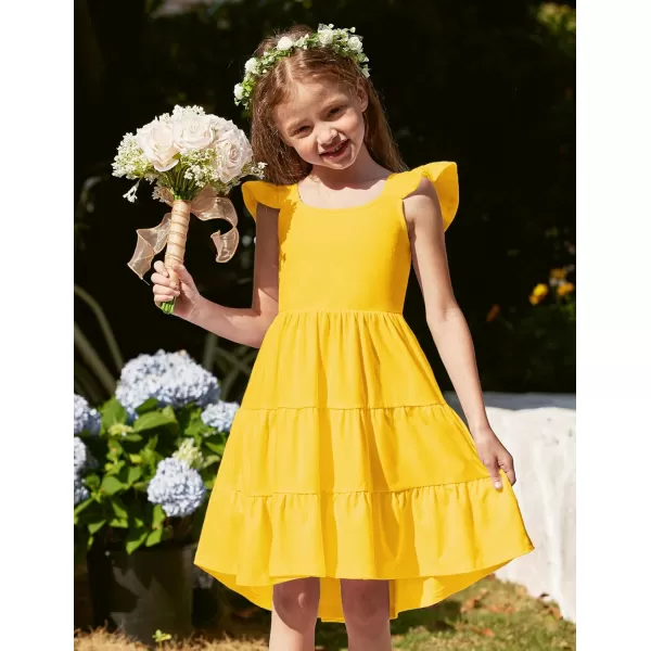 Arshiner Toddler Dress Little Girls Summer Cotton Backless High Low Hem Beach Casual Sundress with Pockets