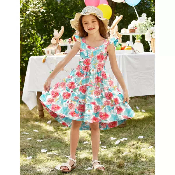 Arshiner Toddler Dress Little Girls Summer Cotton Backless High Low Hem Beach Casual Sundress with Pockets