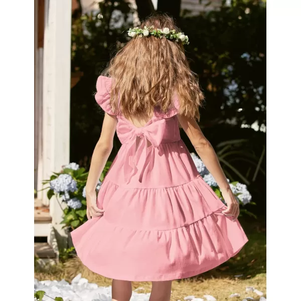 Arshiner Toddler Dress Little Girls Summer Cotton Backless High Low Hem Beach Casual Sundress with Pockets