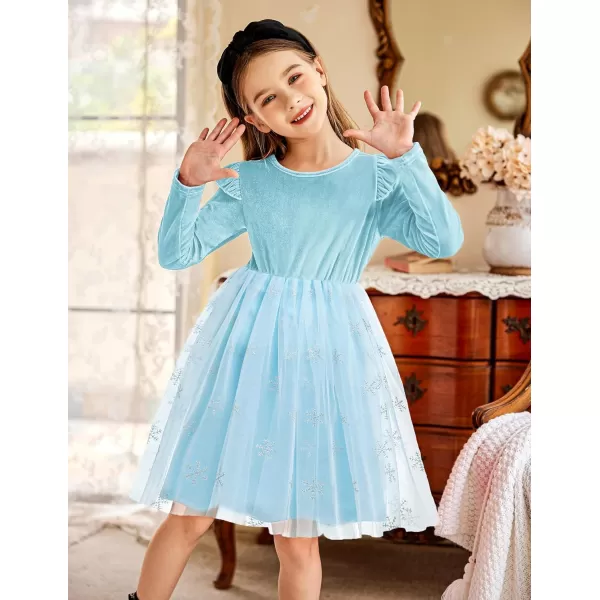 Arshiner Toddler Tutu Dresses Little Girls Velvet Tulle Fall Winter Long Sleeve Ruffle Holiday Party Dress 2-6Y