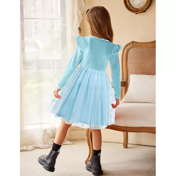 Arshiner Toddler Tutu Dresses Little Girls Velvet Tulle Fall Winter Long Sleeve Ruffle Holiday Party Dress 2-6Y