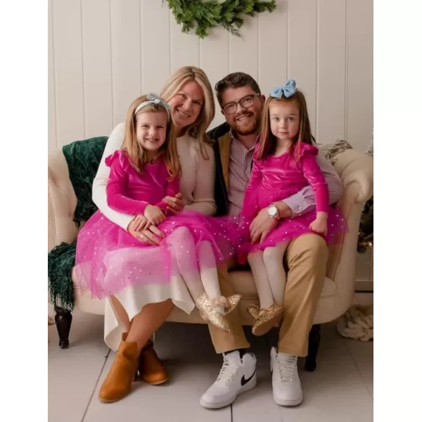 Arshiner Toddler Tutu Dresses Little Girls Velvet Tulle Fall Winter Long Sleeve Ruffle Holiday Party Dress 2-6Y