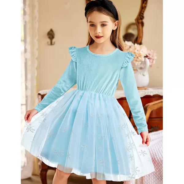 Arshiner Toddler Tutu Dresses Little Girls Velvet Tulle Fall Winter Long Sleeve Ruffle Holiday Party Dress 2-6Y