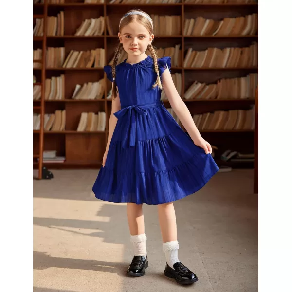 Arshiner Tween Girls Summer Dress Formal Ruffle Sleeve A Line Casual Elegant Dresses with Belt