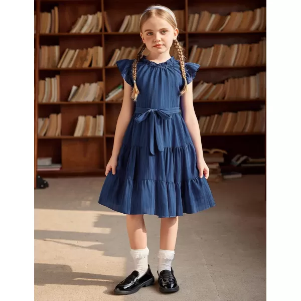 Arshiner Tween Girls Summer Dress Formal Ruffle Sleeve A Line Casual Elegant Dresses with Belt