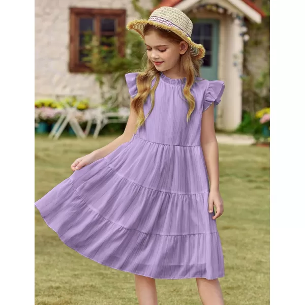 Arshiner Tween Girls Summer Dress Formal Ruffle Sleeve A Line Casual Elegant Dresses with Belt