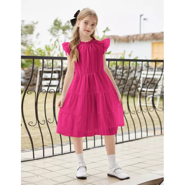 Arshiner Tween Girls Summer Dress Formal Ruffle Sleeve A Line Casual Elegant Dresses with Belt