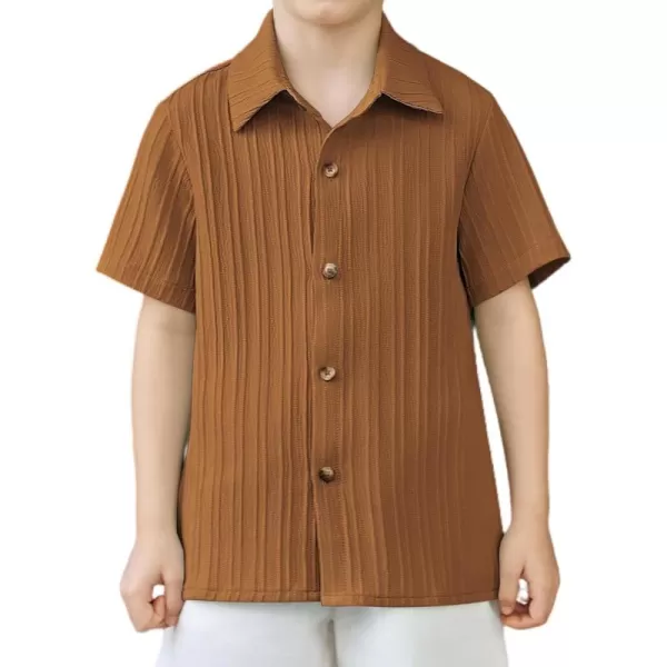 Arshiner Boys Casual Short Sleeve Button Down Shirt Collared Beach Shirt Size 3-12 Years Old