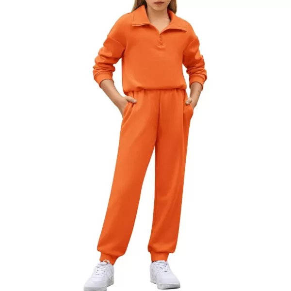 Arshiner Girls 2 Piece Outfits Sweatsuit Set Half Zip Lapel Collar Long Sleeve Sweatshirt Sweatpant Tracksuit Sets
