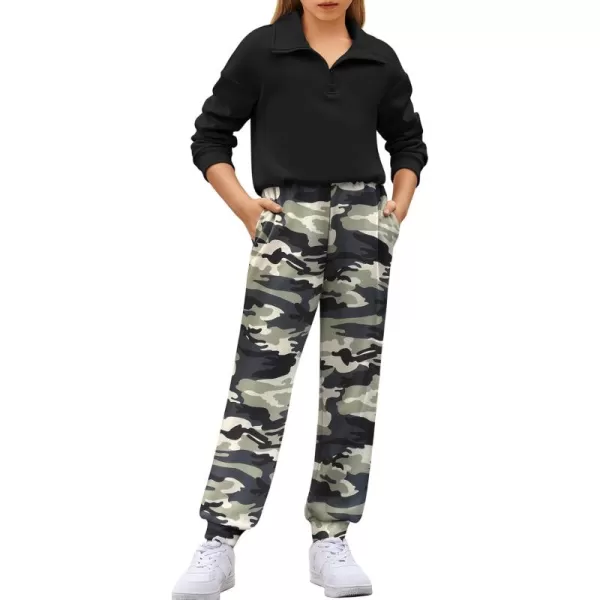 Arshiner Girls 2 Piece Outfits Sweatsuit Set Half Zip Lapel Collar Long Sleeve Sweatshirt Sweatpant Tracksuit Sets