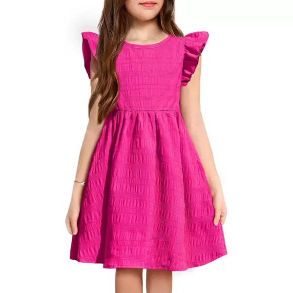 Arshiner Girls Dress Casual Ruffle Sleeveless A Line Summer Dresses with Pockets 4-12 Years