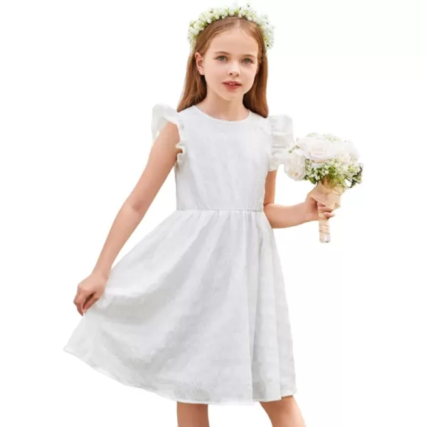 Arshiner Girls Dress Casual Ruffle Sleeveless A Line Summer Dresses with Pockets 4-12 Years