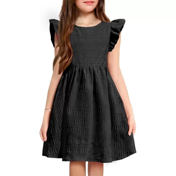 Arshiner Girls Dress Casual Ruffle Sleeveless A Line Summer Dresses with Pockets 4-12 Years