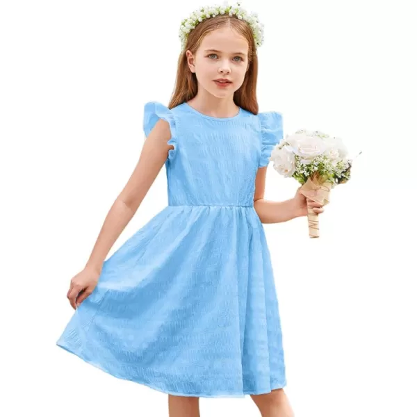 Arshiner Girls Dress Casual Ruffle Sleeveless A Line Summer Dresses with Pockets 4-12 Years