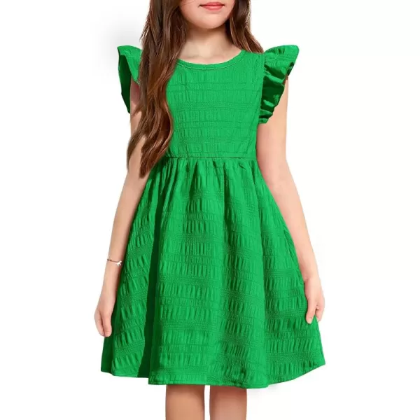 Arshiner Girls Dress Casual Ruffle Sleeveless A Line Summer Dresses with Pockets 4-12 Years