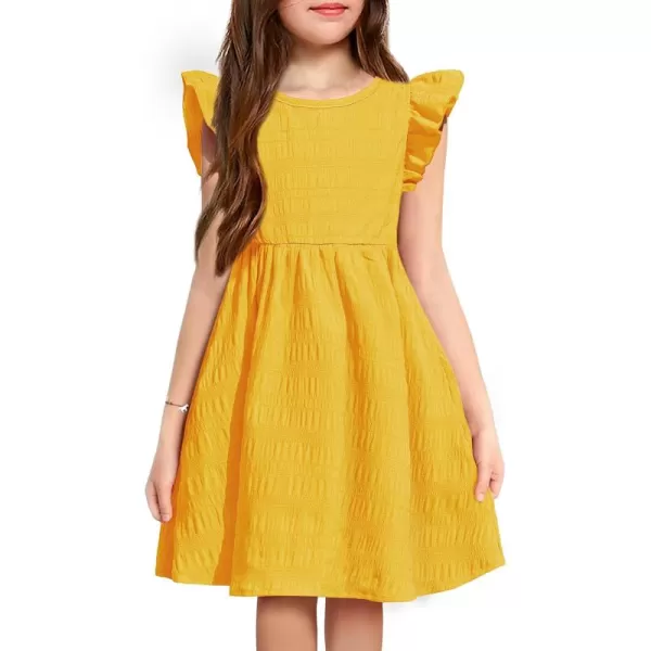 Arshiner Girls Dress Casual Ruffle Sleeveless A Line Summer Dresses with Pockets 4-12 Years