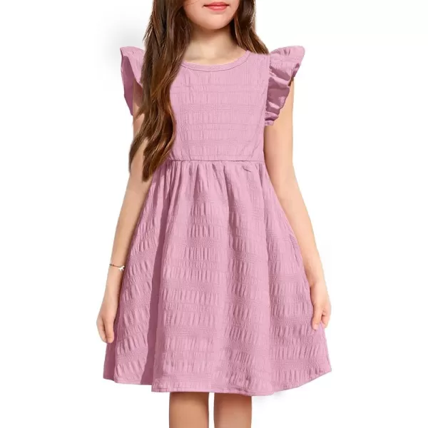 Arshiner Girls Dress Casual Ruffle Sleeveless A Line Summer Dresses with Pockets 4-12 Years