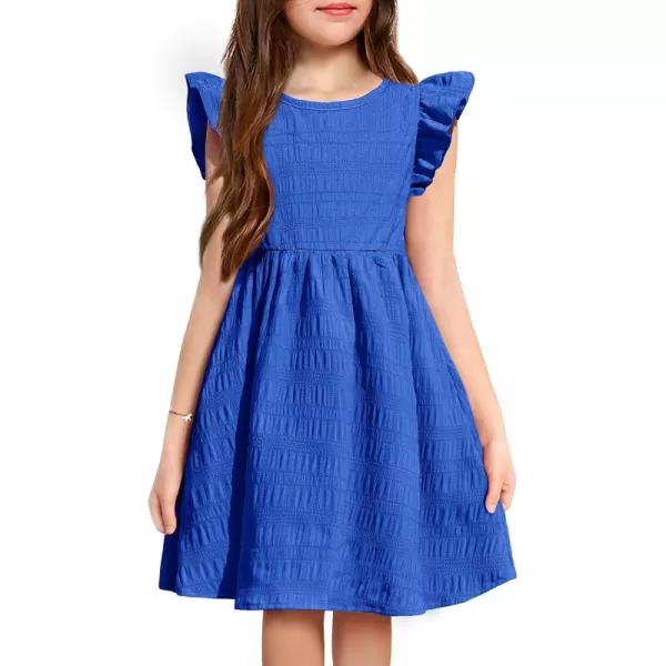 Arshiner Girls Dress Casual Ruffle Sleeveless A Line Summer Dresses with Pockets 4-12 Years