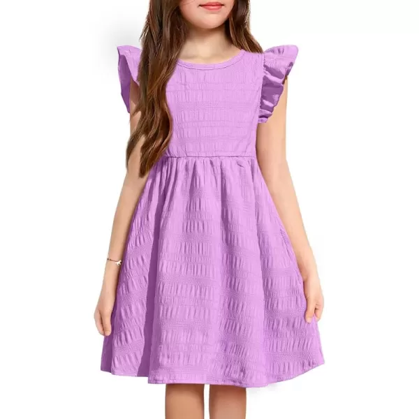 Arshiner Girls Dress Casual Ruffle Sleeveless A Line Summer Dresses with Pockets 4-12 Years