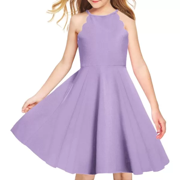 Arshiner Girls' Dress Halter Neck Summer Sundress Sleeveless Elegant A-line Pockets Party Dress