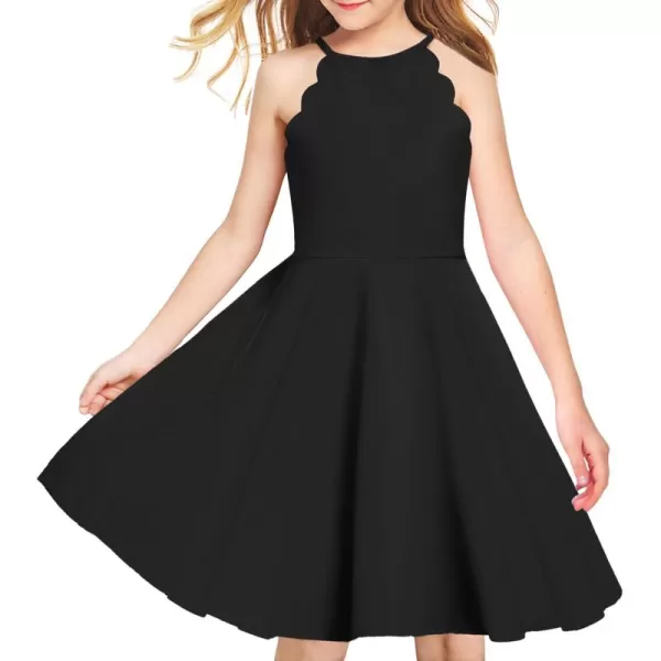 Arshiner Girls' Dress Halter Neck Summer Sundress Sleeveless Elegant A-line Pockets Party Dress