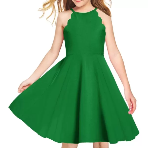 Arshiner Girls' Dress Halter Neck Summer Sundress Sleeveless Elegant A-line Pockets Party Dress