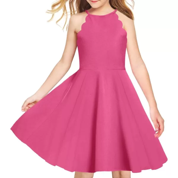 Arshiner Girls' Dress Halter Neck Summer Sundress Sleeveless Elegant A-line Pockets Party Dress