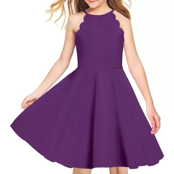 Arshiner Girls' Dress Halter Neck Summer Sundress Sleeveless Elegant A-line Pockets Party Dress