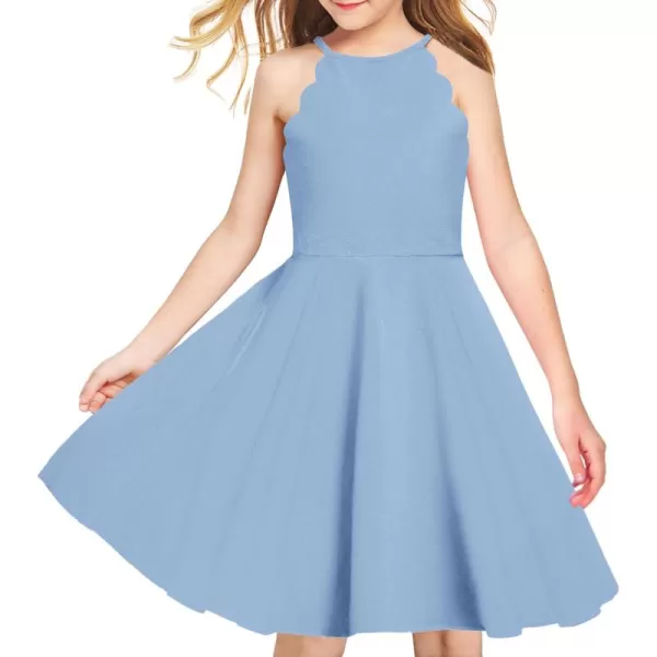 Arshiner Girls' Dress Halter Neck Summer Sundress Sleeveless Elegant A-line Pockets Party Dress