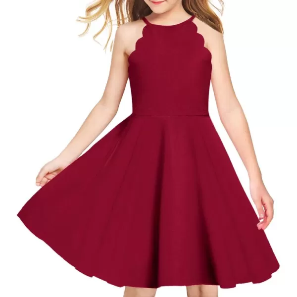 Arshiner Girls' Dress Halter Neck Summer Sundress Sleeveless Elegant A-line Pockets Party Dress