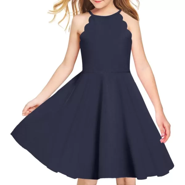 Arshiner Girls' Dress Halter Neck Summer Sundress Sleeveless Elegant A-line Pockets Party Dress