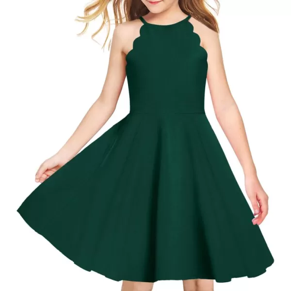 Arshiner Girls' Dress Halter Neck Summer Sundress Sleeveless Elegant A-line Pockets Party Dress
