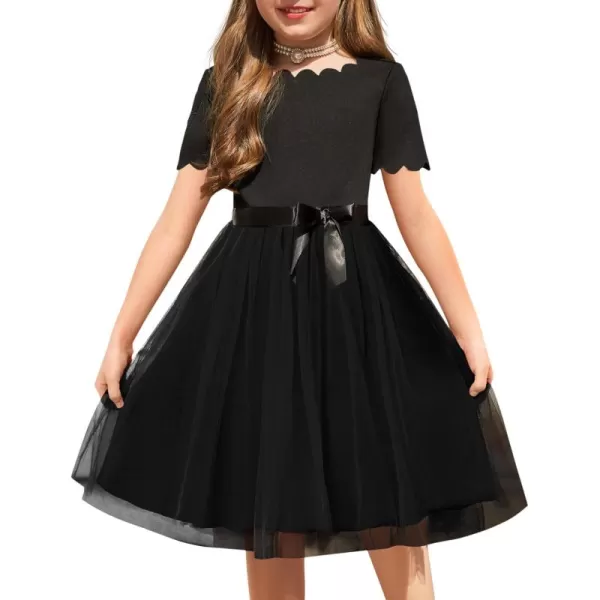 Arshiner Girls Dress Tutu Fluffy Summer Dresses Belted Wedding Party Flower Girls' Dress Size 3-11 Years