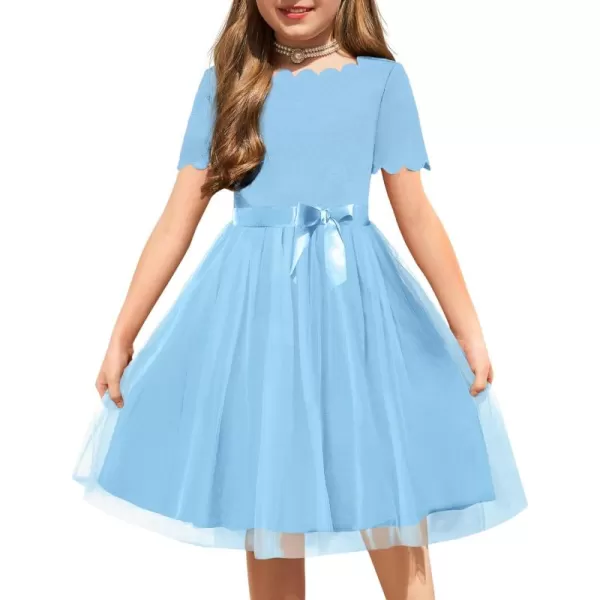Arshiner Girls Dress Tutu Fluffy Summer Dresses Belted Wedding Party Flower Girls' Dress Size 3-11 Years