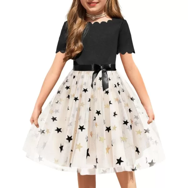 Arshiner Girls Dress Tutu Fluffy Summer Dresses Belted Wedding Party Flower Girls' Dress Size 3-11 Years