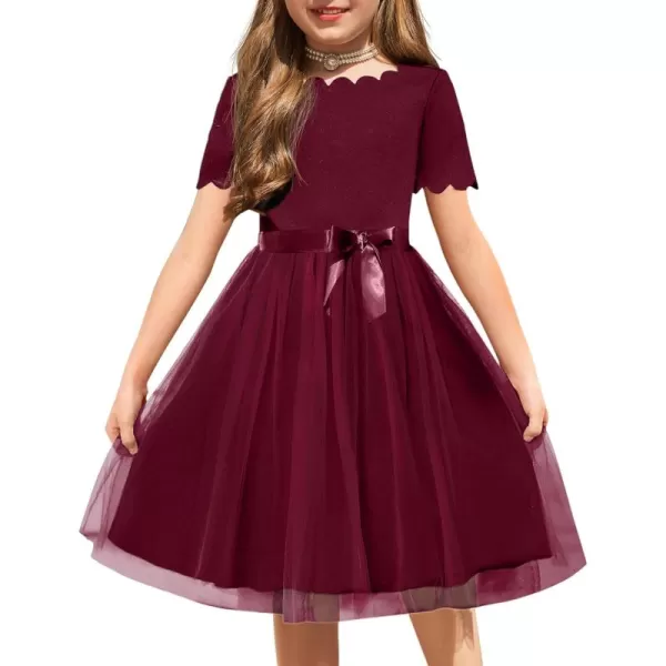 Arshiner Girls Dress Tutu Fluffy Summer Dresses Belted Wedding Party Flower Girls' Dress Size 3-11 Years