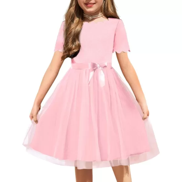 Arshiner Girls Dress Tutu Fluffy Summer Dresses Belted Wedding Party Flower Girls' Dress Size 3-11 Years