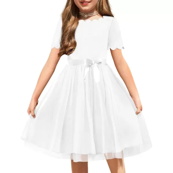 Arshiner Girls Dress Tutu Fluffy Summer Dresses Belted Wedding Party Flower Girls' Dress Size 3-11 Years
