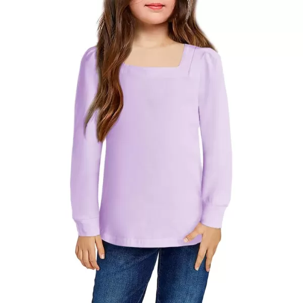 Arshiner Girls Shirt Casual Square Neck Long Sleeve Shirts Fall Winter Tunic Tops For Girls 5-12 Years