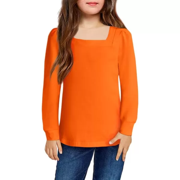 Arshiner Girls Shirt Casual Square Neck Long Sleeve Shirts Fall Winter Tunic Tops For Girls 5-12 Years