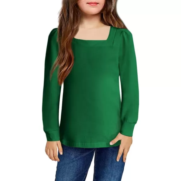Arshiner Girls Shirt Casual Square Neck Long Sleeve Shirts Fall Winter Tunic Tops For Girls 5-12 Years