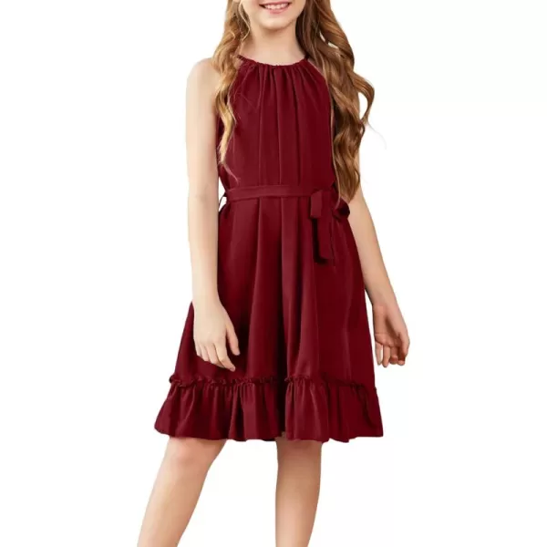 Arshiner Girls Summer Dress Halter Neck Sundress A-Line Swing Party Dresses