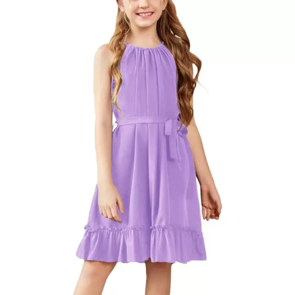 Arshiner Girls Summer Dress Halter Neck Sundress A-Line Swing Party Dresses