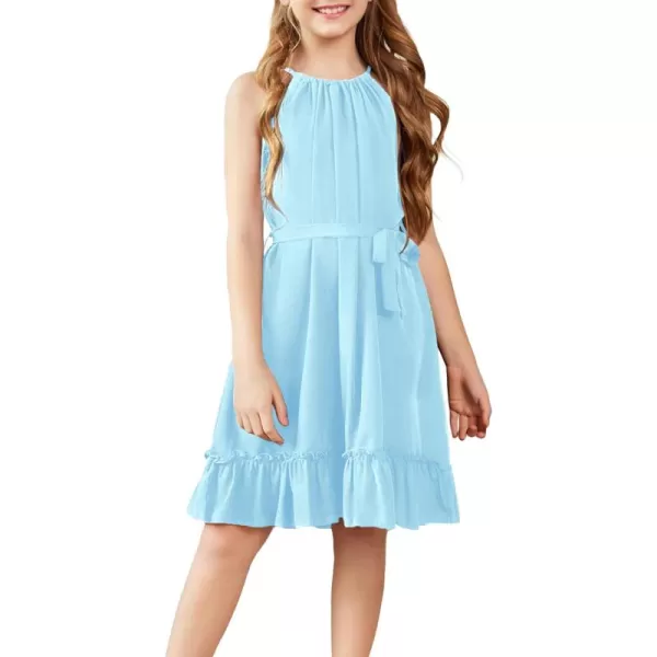Arshiner Girls Summer Dress Halter Neck Sundress A-Line Swing Party Dresses