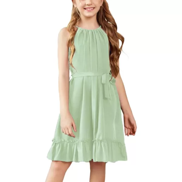 Arshiner Girls Summer Dress Halter Neck Sundress A-Line Swing Party Dresses