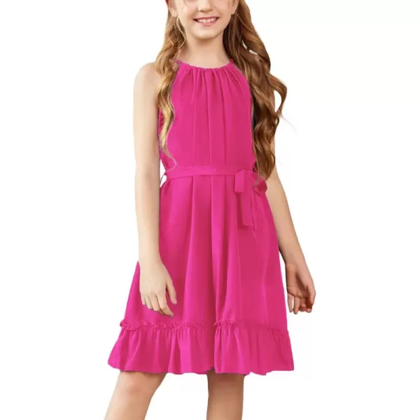 Arshiner Girls Summer Dress Halter Neck Sundress A-Line Swing Party Dresses