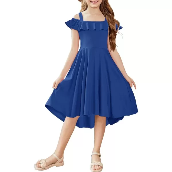 Arshiner Girls Summer Dress Off Shoulder Flutter Sleeve Midi Swing Cassual Formal Dresses with Pocket