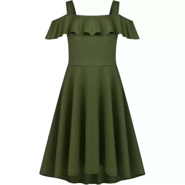 Arshiner Girls Summer Dress Off Shoulder Flutter Sleeve Midi Swing Cassual Formal Dresses with Pocket