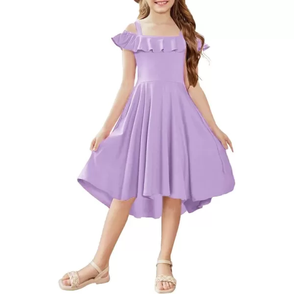 Arshiner Girls Summer Dress Off Shoulder Flutter Sleeve Midi Swing Cassual Formal Dresses with Pocket