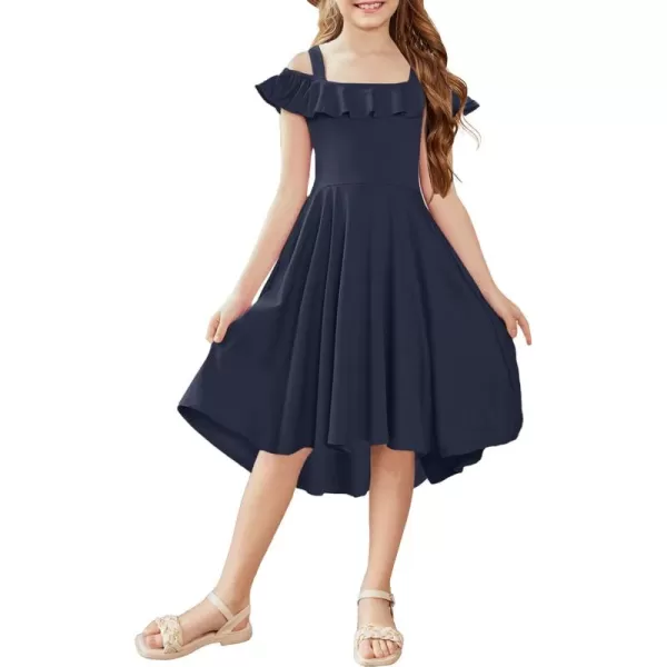 Arshiner Girls Summer Dress Off Shoulder Flutter Sleeve Midi Swing Cassual Formal Dresses with Pocket